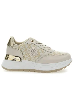 Sneakers Flatform Beige con Logo e Dettagli Dorati 8917-LAURA BIAGIOTTI Hot