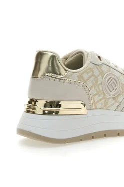 Sneakers Flatform Beige con Logo e Dettagli Dorati 8917-LAURA BIAGIOTTI Hot