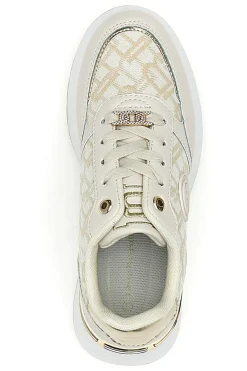 Sneakers Flatform Beige con Logo e Dettagli Dorati 8917-LAURA BIAGIOTTI Hot