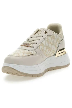 Sneakers Flatform Beige con Logo e Dettagli Dorati 8917-LAURA BIAGIOTTI Hot