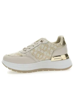 Sneakers Flatform Beige con Logo e Dettagli Dorati 8917-LAURA BIAGIOTTI Hot
