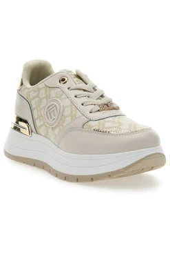 Sneakers Flatform Beige con Logo e Dettagli Dorati 8917-LAURA BIAGIOTTI Hot