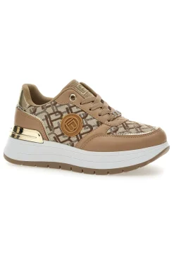 Sneakers Flatform Marroni con Logo e Dettagli Dorati 8917-LAURA BIAGIOTTI Discount