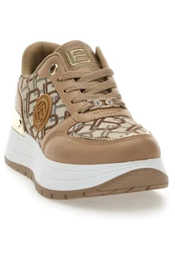 Sneakers Flatform Marroni con Logo e Dettagli Dorati 8917-LAURA BIAGIOTTI Discount