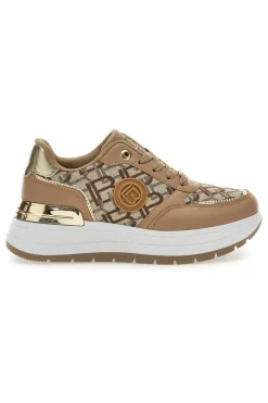 Sneakers Flatform Marroni con Logo e Dettagli Dorati 8917-LAURA BIAGIOTTI Discount