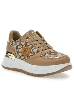 Sneakers Flatform Marroni con Logo e Dettagli Dorati 8917-LAURA BIAGIOTTI Discount