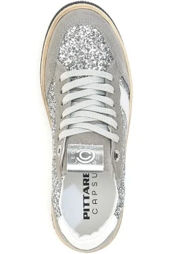 Sneakers grigio argento in pelle con dettagli glitter Made in Italy Kelly-PITTARELLO CAPSULE Online