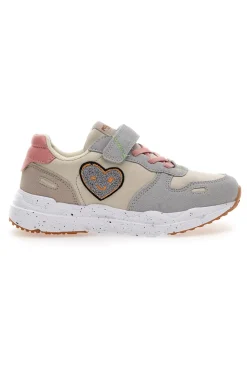 Sneakers grigio panna con cuore PITT KIDS K231102