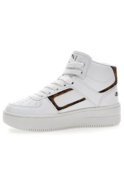 Sneakers Mid-Cut Foul Play Plat Mid Animalier Bianche-CHAMPION