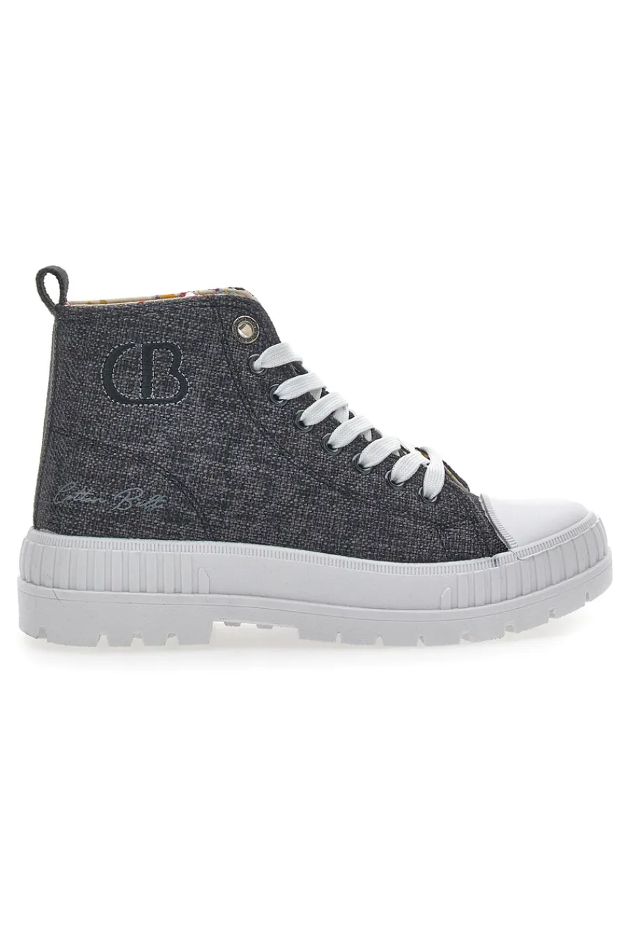 Sneakers Mid Cut Linen Nere-COTTON BELT New