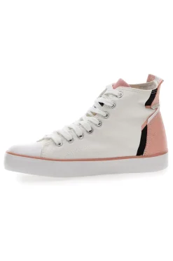 Sneakers Mid Cut in Tela Bianche 41-LEONE Online