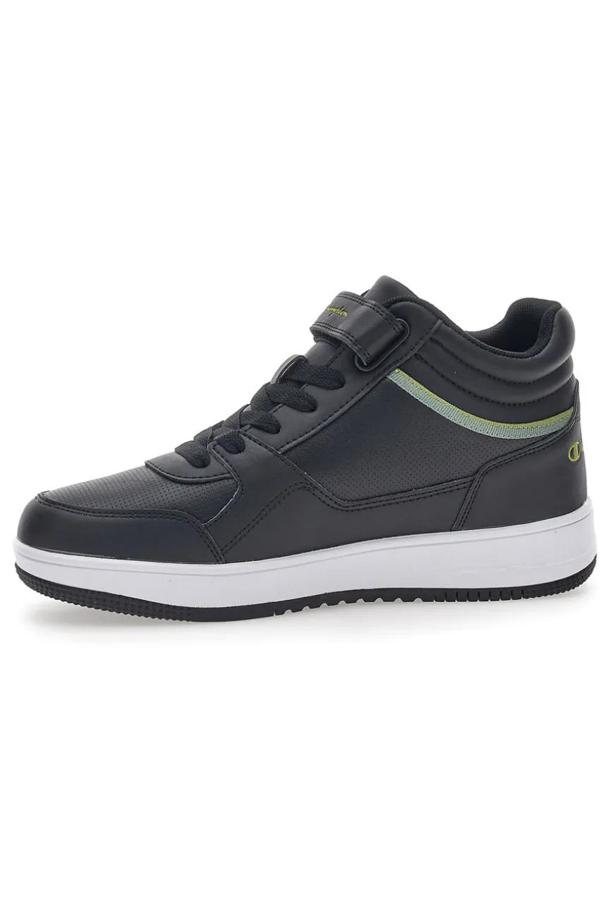 Sneakers Mid-Cut nere e Verde con Velcro CHAMPION REBOUND MID