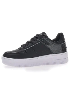 Sneakers Nere Con Flatform Amber Microfiber Metal-COVERI