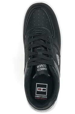 Sneakers Nere Con Flatform Amber Microfiber Metal-COVERI