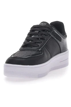 Sneakers Nere Con Flatform Amber Microfiber Metal-COVERI