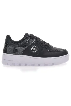 Sneakers Nere Con Flatform Amber Microfiber Metal-COVERI