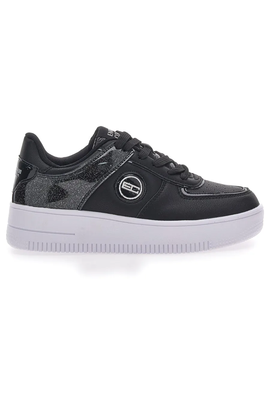 Sneakers Nere Con Flatform Amber Microfiber Metal-COVERI