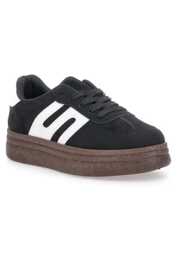Sneakers Nere e Bianche Con Flatform 016-FIRST LADY Discount