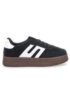 Sneakers Nere e Bianche Con Flatform 016-FIRST LADY Discount