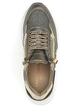 Sneakers oro e bronzo con logo glitter L97609515-LAURA BIAGIOTTI