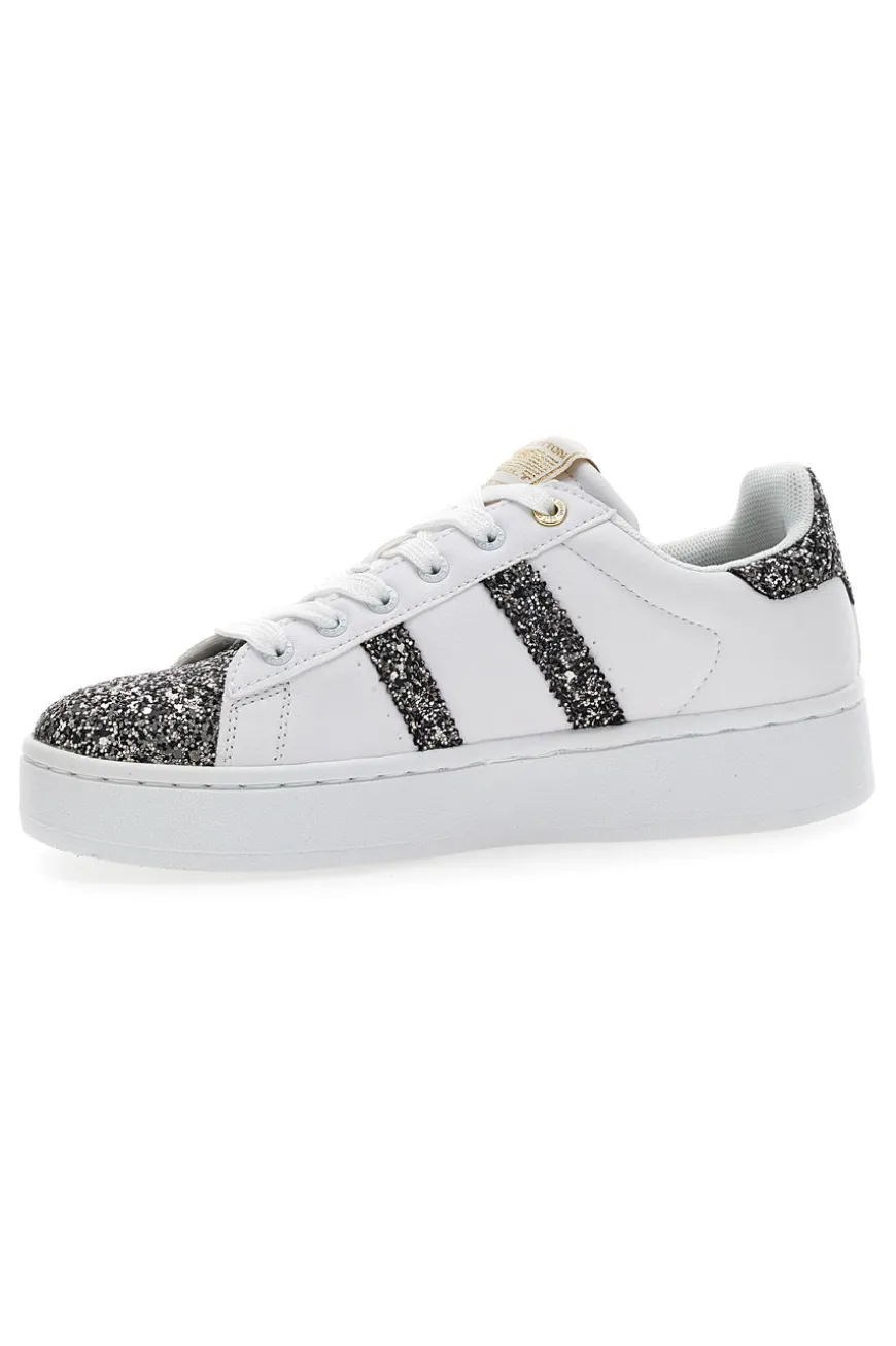 Sneakers Platform Cotton Belt Yard Glitter Bianche