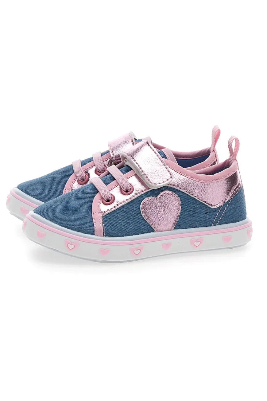 Sneakers rosa e blu con cuore Pitt kids PK2469A