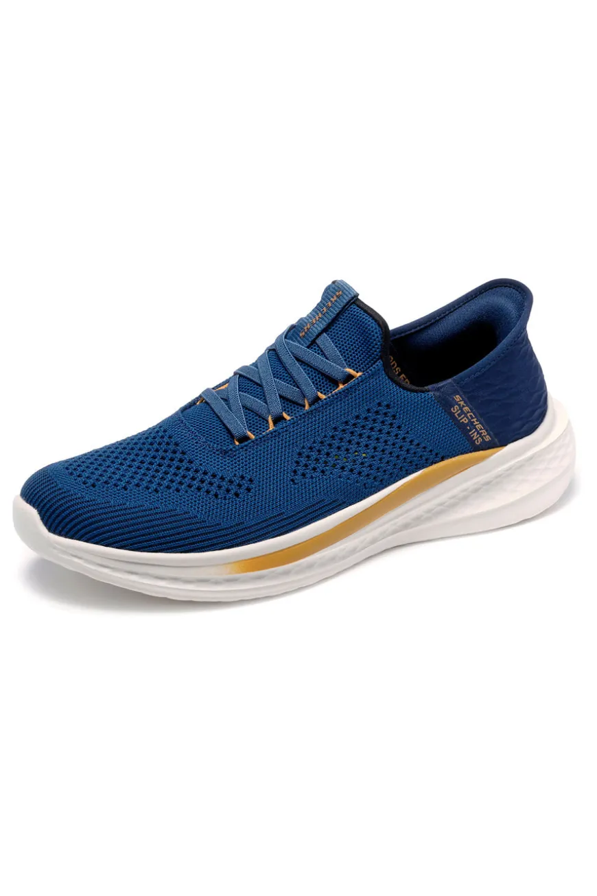 Sneakers slip ins blu in knit Skechers Slade quinto