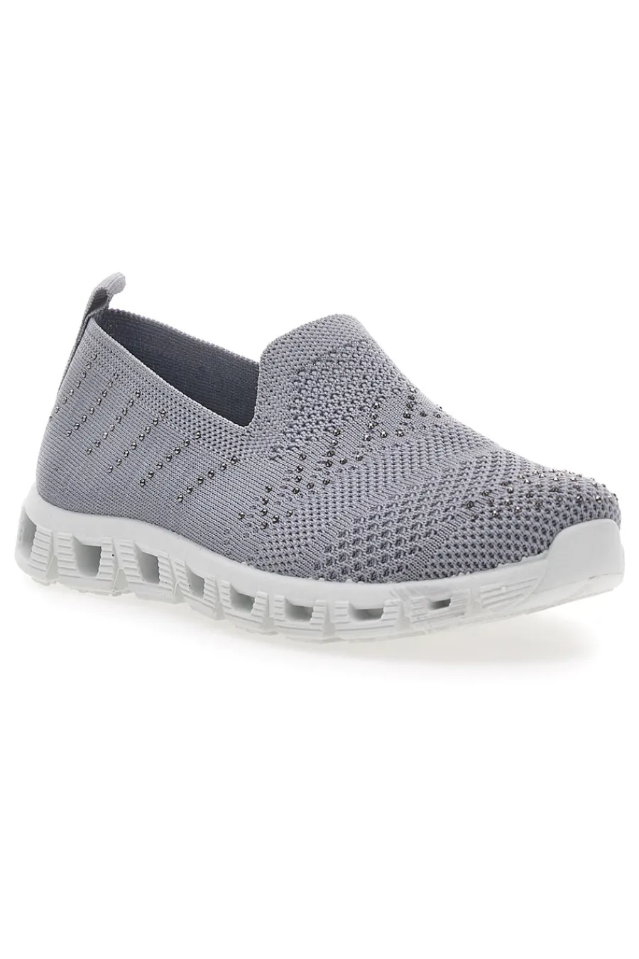 Sneakers Slip-On Grigie con Strass 471-PRIMA RIGA Online