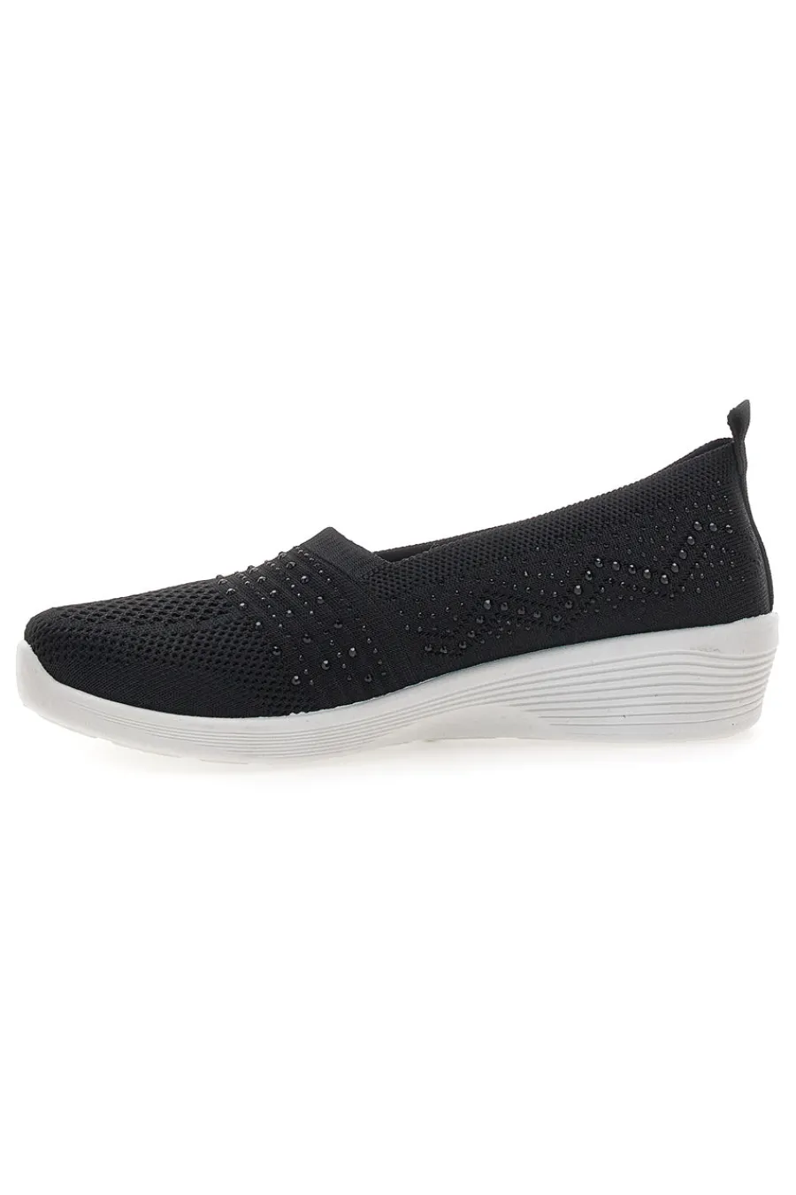Sneakers Slip On Nere con Strass Me & Me 090246-ME u0026 ME Discount