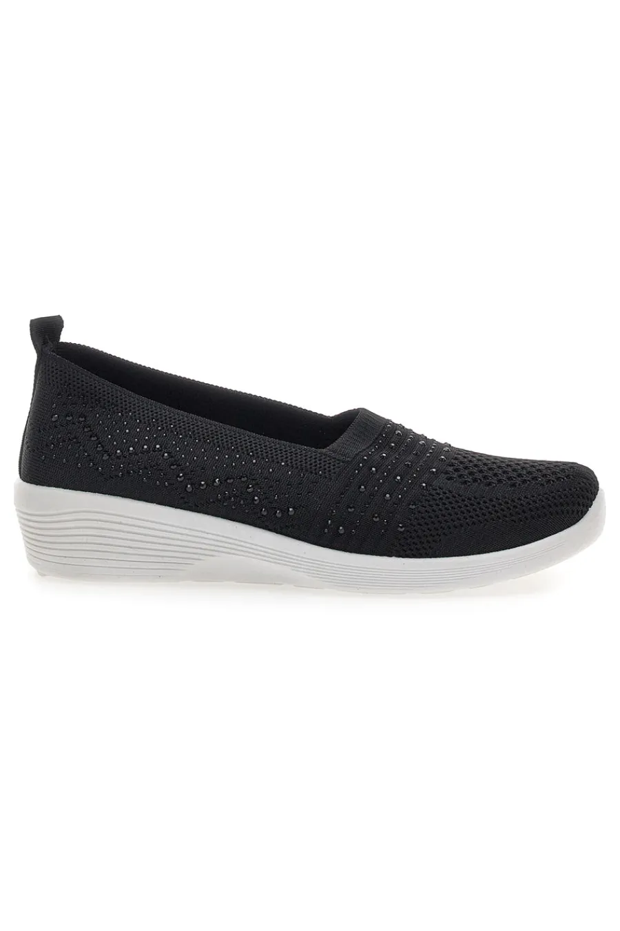 Sneakers Slip On Nere con Strass Me & Me 090246-ME u0026 ME Discount