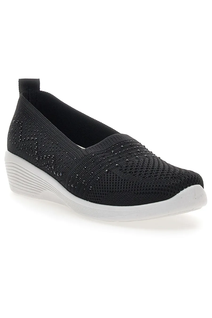 Sneakers Slip On Nere con Strass Me & Me 090246-ME u0026 ME Discount