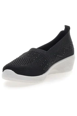 Sneakers Slip On Nere con Strass Me & Me 090246-ME u0026 ME Discount