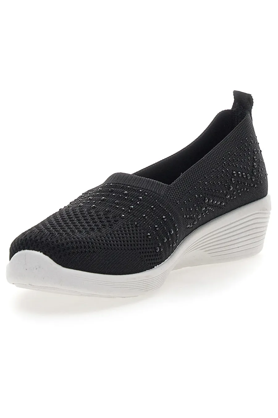 Sneakers Slip On Nere con Strass Me & Me 090246-ME u0026 ME Discount