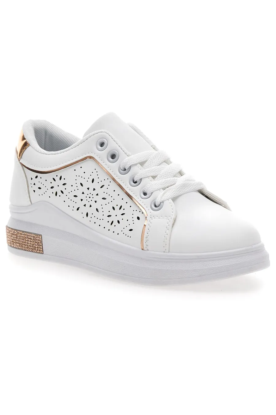 Sneakers traforate bianche con dettaglio oro CAFE' COST BK2440-CAFÈ COST Outlet