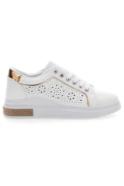 Sneakers traforate bianche con dettaglio oro CAFE' COST BK2440-CAFÈ COST Outlet
