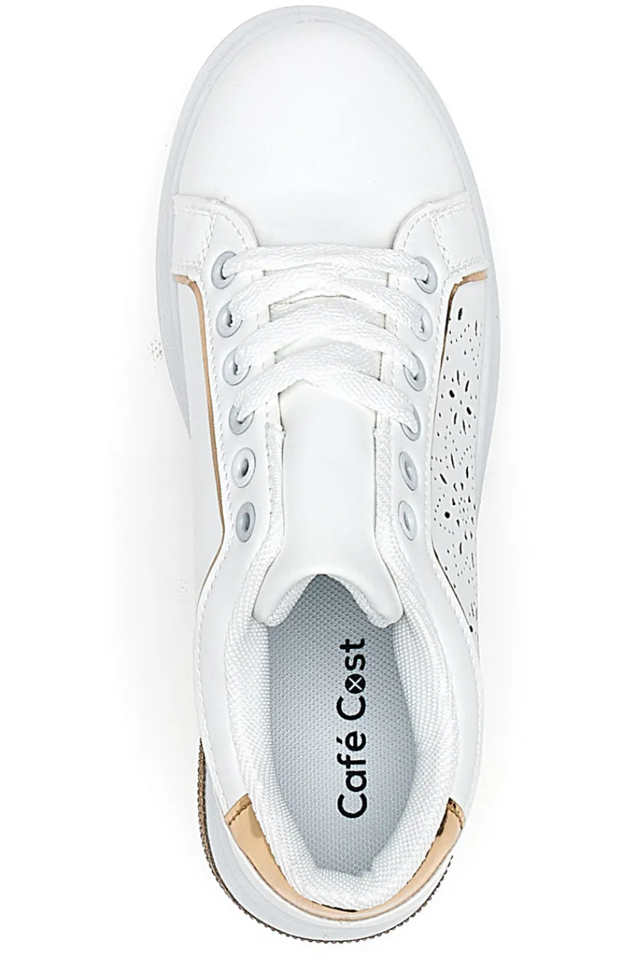 Sneakers traforate bianche con dettaglio oro CAFE' COST BK2440-CAFÈ COST Outlet