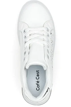 Sneakers traforate bianche con dettaglio argento BK2440-CAFE' COST Outlet