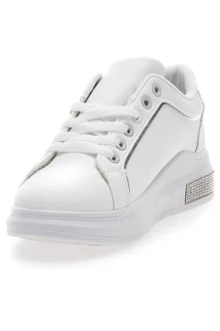 Sneakers traforate bianche con dettaglio argento BK2440-CAFE' COST Outlet