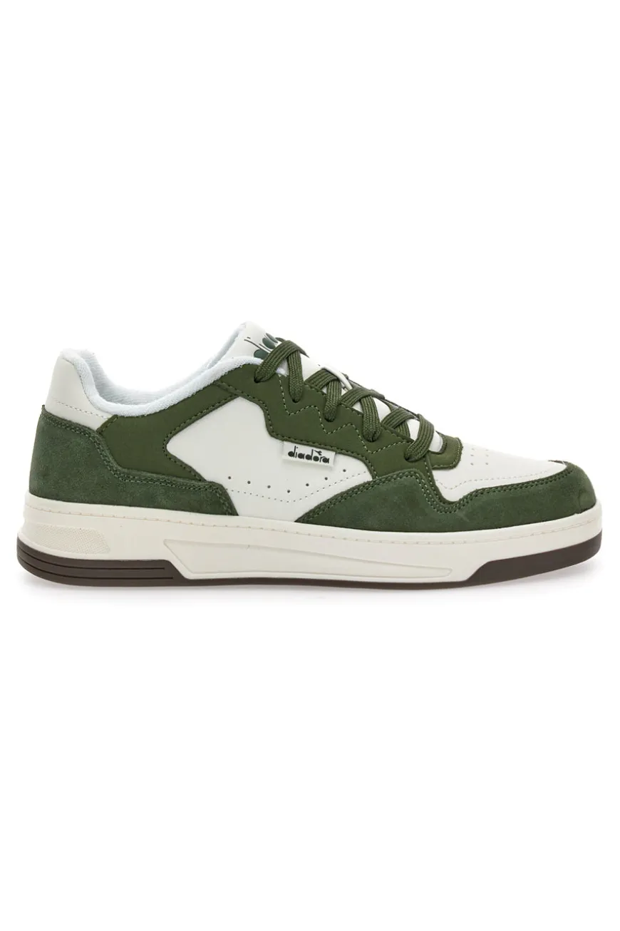 Sneakers verde e bianco in pelle Diadora 182198 70224