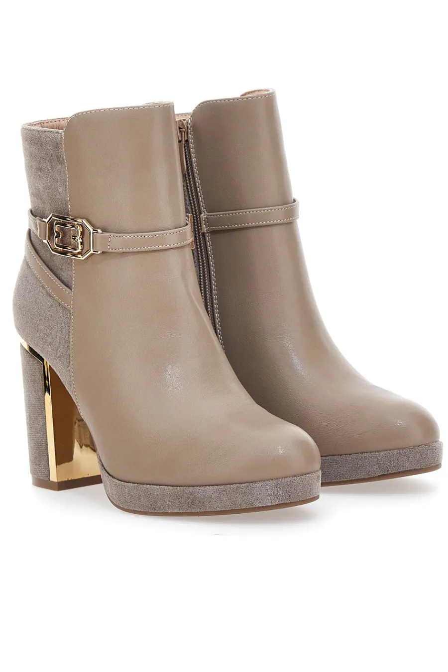 Stivaletti Beige con Tacco Alto e Plateau e Dettagli Dorati RQ23WT7-LE HAVRE PARIS Online
