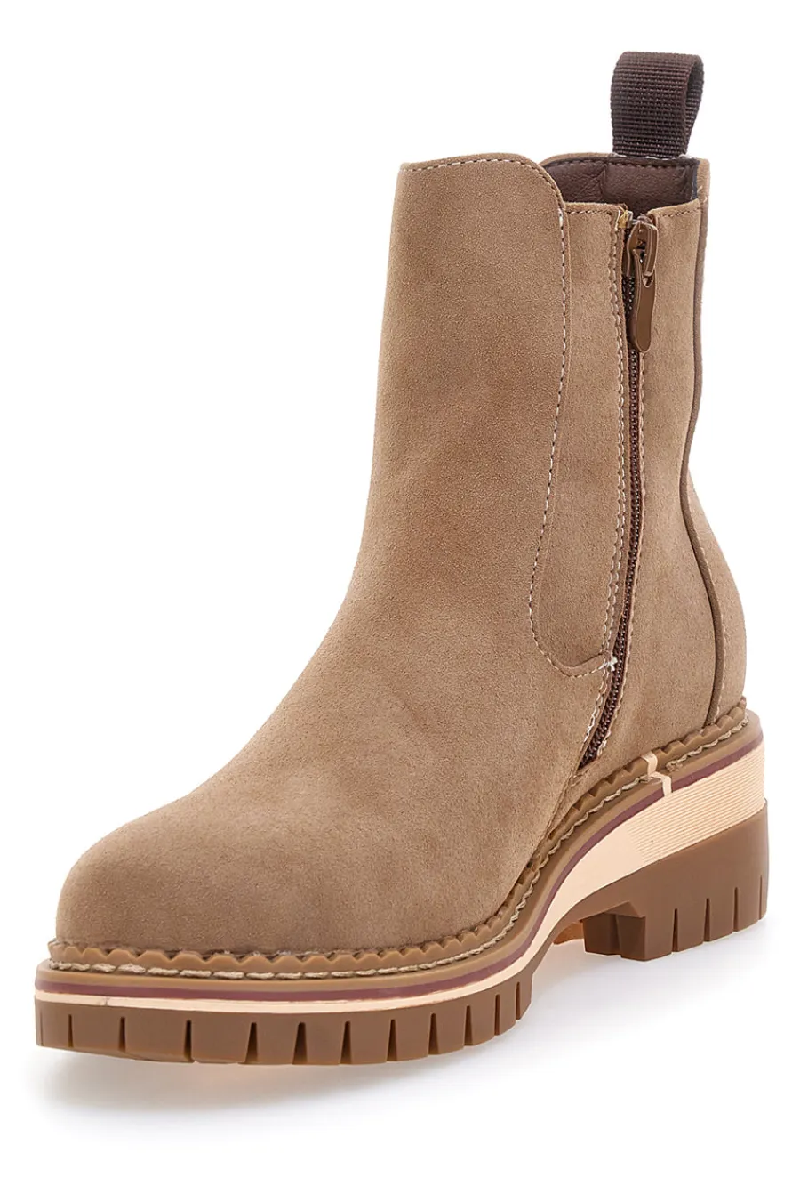 Stivaletti chelsea beige con suola carrarmato 2-ALTEMBERG
