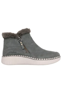 Stivaletti grigi in suede con pelliccia e Memory Foam Wilshire Blvd Fresh Zip-SKECHERS New