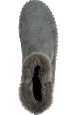 Stivaletti grigi in suede con pelliccia e Memory Foam Wilshire Blvd Fresh Zip-SKECHERS New