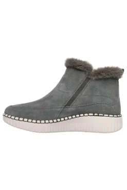 Stivaletti grigi in suede con pelliccia e Memory Foam Wilshire Blvd Fresh Zip-SKECHERS New