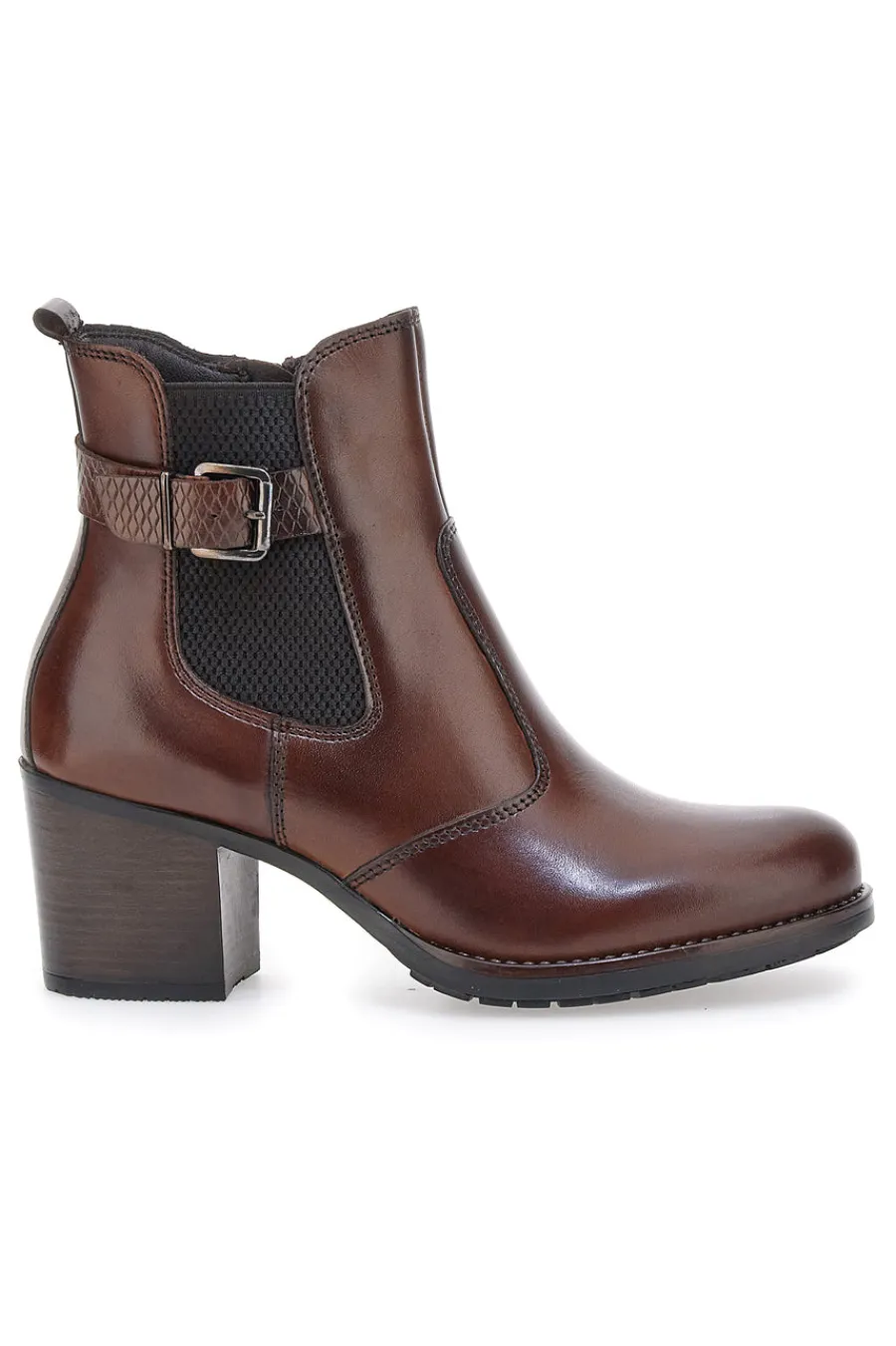 Stivaletti marroni in vera pelle con tacco a blocco 3047-PITTARELLO CLASS