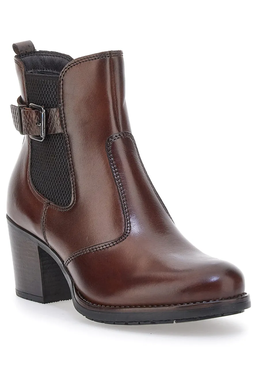 Stivaletti marroni in vera pelle con tacco a blocco 3047-PITTARELLO CLASS