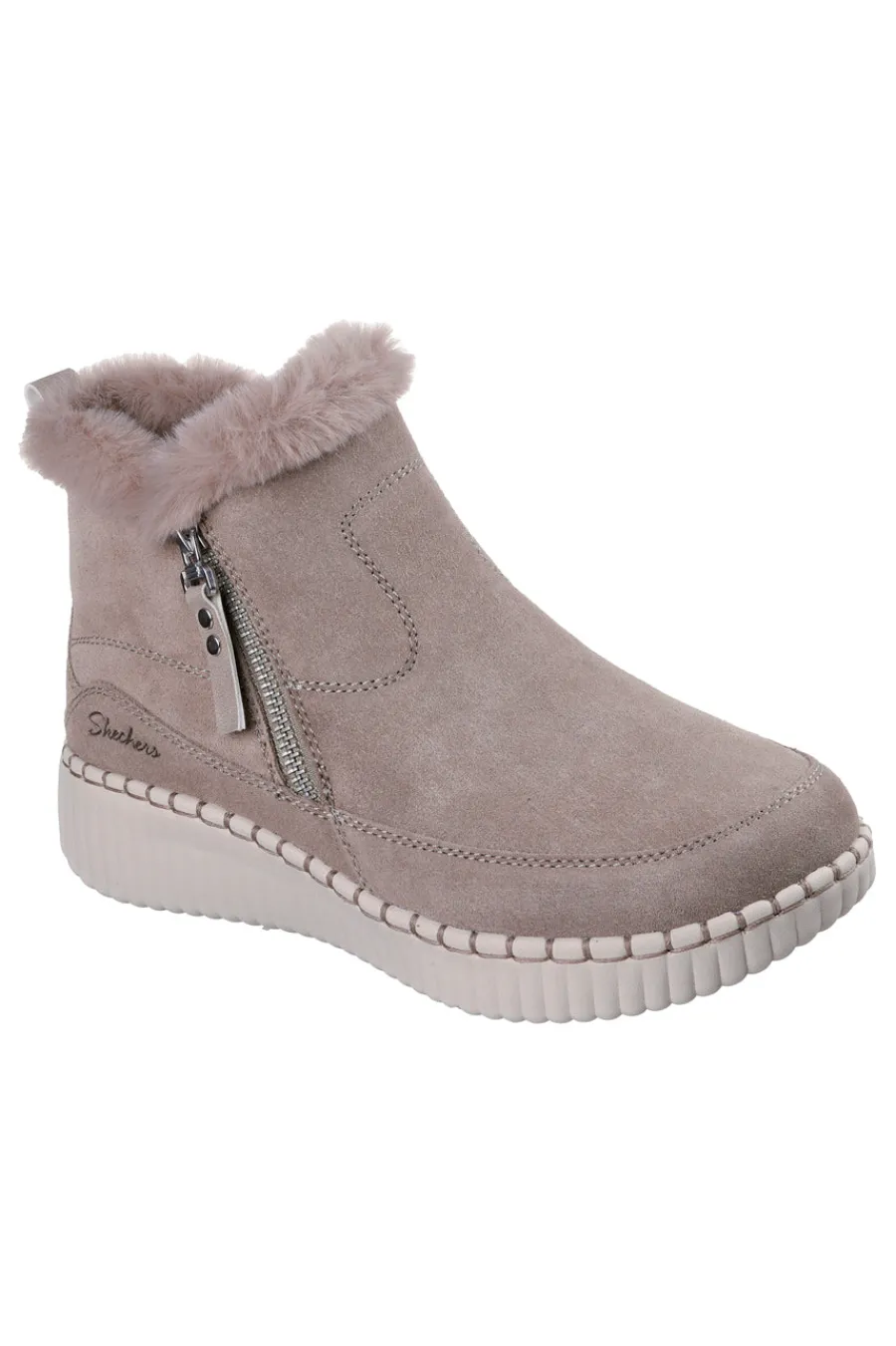 Stivaletti taupe in suede con zip e memory foam Wilshire Blvd Fresh Zip-SKECHERS New