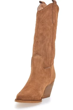 Stivaletti texani marroni in vera pelle ricamati TEX901RN-PITTARELLO LOVE Outlet