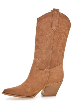 Stivaletti texani marroni in vera pelle ricamati TEX901RN-PITTARELLO LOVE Outlet