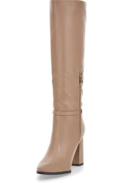 Stivali beige con tacco alto e cinturino 6002-LE HAVRE PARIS